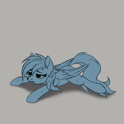 Size: 2000x2000 | Tagged: safe, artist:zetamad, imported from derpibooru, rainbow dash, pegasus, pony, atg 2024, lineart, lying down, newbie artist training grounds, solo, tired