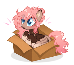 Size: 4578x4000 | Tagged: safe, artist:michiharas, imported from derpibooru, oc, oc:hazel blossom, pegasus, pony, absurd resolution, box, female, mare, pony in a box, solo