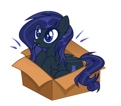 Size: 4578x4000 | Tagged: safe, artist:michiharas, imported from derpibooru, oc, oc:night tea, bat pony, pony, absurd resolution, box, female, mare, pony in a box, simple background, solo, transparent background