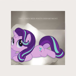 Size: 3000x3000 | Tagged: safe, imported from derpibooru, starlight glimmer, unicorn, album, album cover, cute, female, hoof on cheek, horn, lying down, solo, taylor swift, ttpd