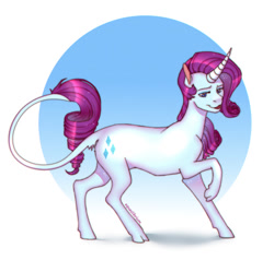 Size: 540x514 | Tagged: safe, artist:equeslibrium, imported from derpibooru, rarity, pony, unicorn, cloven hooves, horn, leonine tail, simple background, solo, tail