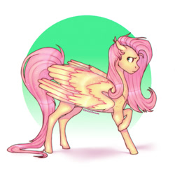 Size: 540x525 | Tagged: safe, artist:equeslibrium, imported from derpibooru, fluttershy, pegasus, pony, folded wings, long tail, simple background, solo, tail, wings