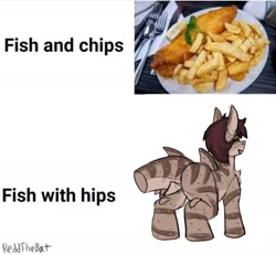 Size: 1655x1529 | Tagged: safe, artist:reddthebat, imported from derpibooru, oc, oc only, oc:reyna (reddthebat), original species, pony, shark, shark pony, butt, female, fish and chips, food, french fries, large butt, mare, photo, plot, rear view, simple background, solo, white background