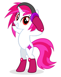 Size: 3000x3772 | Tagged: safe, artist:keronianniroro, imported from derpibooru, oc, oc only, oc:dazzler, pony, unicorn, bipedal, clothes, cutie mark, headphones, horn, looking at you, simple background, socks, solo, stockings, thigh highs, transparent background