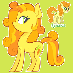 Size: 5000x5000 | Tagged: safe, artist:pilesofmiles, imported from derpibooru, carrot top, golden harvest, earth pony, pony, curly hair, doodle, multicolored hair, multicolored mane, redesign, show accurate, sketch, solo