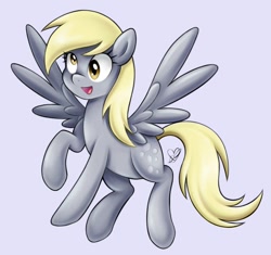 Size: 910x854 | Tagged: safe, artist:czscribbles, imported from derpibooru, derpy hooves, pegasus, pony, female, gray background, mare, open mouth, simple background, smiling, solo, spread wings, wings