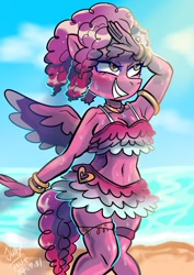 Size: 1240x1754 | Tagged: safe, artist:jully-park, imported from derpibooru, anthro, clothes, female, g5, ocean, ruby jubilee, solo, swimsuit, water