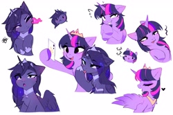 Size: 3574x2376 | Tagged: safe, artist:empress-twilight, artist:magnaluna, imported from derpibooru, princess luna, twilight sparkle, alicorn, cellphone, cheek pinch, chibi, collaboration, heart, multiple variants, open mouth, phone, posing for photo, simple background, spread wings, tongue out, twilight sparkle (alicorn), wings