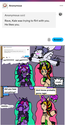 Size: 1125x2171 | Tagged: safe, artist:ask-luciavampire, imported from derpibooru, oc, pegasus, pony, unicorn, ask, cafe, gamer, horn, love, tumblr