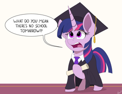 Size: 2000x1544 | Tagged: safe, artist:arcane-thunder, imported from derpibooru, twilight sparkle, pony, unicorn, graduation cap, hat, solo, unicorn twilight