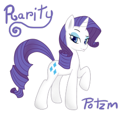 Size: 1300x1243 | Tagged: safe, artist:potzm, imported from derpibooru, rarity, pony, unicorn, bedroom eyes, duckface, eyebrows, eyeshadow, female, horn, looking at you, makeup, mare, name, raised hoof, simple background, smiling, smiling at you, solo, tail, transparent background