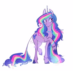 Size: 2247x2285 | Tagged: safe, artist:peachmichea, imported from derpibooru, izzy moonbow, pony, unicorn, female, g5, horn, izzy rainbow, mare, simple background, solo, standing on two hooves, white background