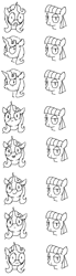 Size: 472x1716 | Tagged: safe, artist:y122n20497166, imported from derpibooru, maud pie, starlight glimmer, pony, unicorn, black and white, female, grayscale, horn, lesbian, monochrome, shipping, sketch, starmaud