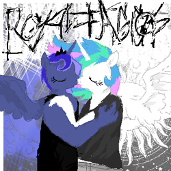 Size: 400x400 | Tagged: safe, artist:y122n20497166, imported from derpibooru, princess celestia, princess luna, alicorn, anthro, duo, duo female, eyes closed, female, incest, kissing, lesbian, princest, royal sisters, shipping, siblings, sisters