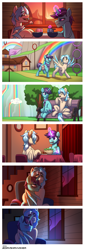 Size: 3740x11000 | Tagged: safe, artist:jedayskayvoker, imported from derpibooru, oc, oc only, oc:haven sympony, oc:lumin light, pegasus, pony, unicorn, rainbow falls, colored sketch, comic page, comic panel, commission, horn, male, males only, pegasus oc, sketch, unicorn oc, wings