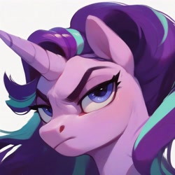 Size: 4096x4096 | Tagged: safe, starlight glimmer, ai content, ai generated, bust, generator:purplesmart.ai, generator:stable diffusion, prompter:enterusxrname, stern, unamused