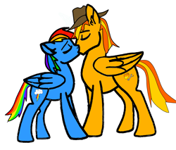 Size: 3399x2900 | Tagged: safe, artist:joshdapika1991, imported from derpibooru, rainbow dash, oc, oc:firey ratchet, canon x oc, duo, duo male and female, female, kissing, male, simple background, straight, white background