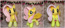 Size: 2560x1100 | Tagged: safe, artist:1stastrastudio, imported from derpibooru, fluttershy, pony, clothes, hoodie, irl, photo, plushie, socks, solo, striped socks