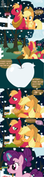 Size: 3000x12000 | Tagged: safe, imported from derpibooru, applejack, big macintosh, sugar belle, earth pony, pony, spoiler:comic, apple, food, moon apple, tree