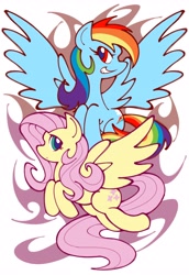 Size: 2822x4096 | Tagged: safe, artist:furiousangels_, imported from derpibooru, fluttershy, rainbow dash, pegasus, duo, duo female, female, flying