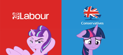 Size: 720x320 | Tagged: safe, imported from derpibooru, starlight glimmer, twilight sparkle, conservative, current events, happy, labour, politics, s5 starlight, sad, united kingdom