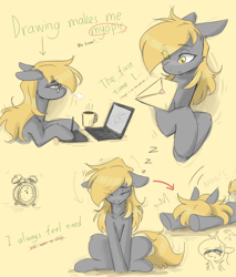 Size: 4992x5856 | Tagged: safe, artist:cirtierest, imported from derpibooru, oc, oc only, oc:cir tierest, earth pony, pony, clock, coffee, coffee cup, computer, cup, envelope, glasses, male, not derpy, solo