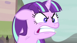 Size: 1280x720 | Tagged: safe, imported from derpibooru, screencap, starlight glimmer, pony, unicorn, the cutie map, angry, gritted teeth, horn, rage, ragelight glimmer, s5 starlight, teeth, vein bulge