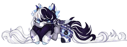 Size: 2580x964 | Tagged: safe, artist:bigkitty365, imported from derpibooru, oc, oc:oreo cream, pegasus, pony, female, lying down, mare, pillow, prone, simple background, solo, transparent background