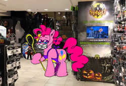 Size: 1316x900 | Tagged: safe, artist:msponies, imported from derpibooru, pinkie pie, earth pony, pony, mask, solo, spirit halloween