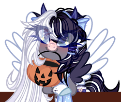 Size: 900x760 | Tagged: safe, artist:skye-the-ferret, imported from derpibooru, oc, oc:oreo cream, pegasus, pony, base used, female, mare, pumpkin bucket, simple background, solo, transparent background