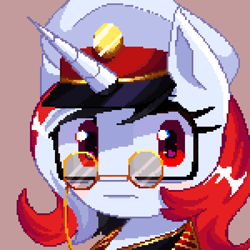 Size: 3000x3000 | Tagged: safe, artist:opal_radiance, imported from derpibooru, oc, oc:red rocket, pony, unicorn, digital art, horn, pixel art, solar empire, solo