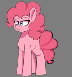 Size: 1867x2000 | Tagged: safe, artist:psychotix, imported from derpibooru, pinkie pie, earth pony, cel shading, clip studio paint, confused, gray background, lidded eyes, missing cutie mark, shading, simple background, simple shading, solo