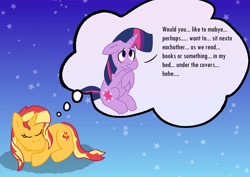 Size: 2048x1448 | Tagged: safe, artist:zoeyhorse, imported from derpibooru, sunset shimmer, twilight sparkle, pony, unicorn, equestria girls, dream, duo, duo female, female, floppy ears, horn, lesbian, shipping, sleeping, sunsetsparkle, unicorn twilight