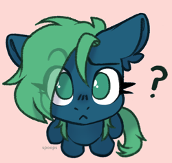 Size: 1830x1737 | Tagged: safe, artist:spoopygander, imported from derpibooru, oc, oc only, pegasus, pony, commission, ear fluff, eye clipping through hair, eyebrows, eyebrows visible through hair, looking at you, question mark, simple background, solo, ych result