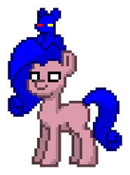 Size: 196x264 | Tagged: safe, imported from derpibooru, oc, oc:kubatikkuponi, pony, pony town, plush on head, simple background, transparent background, white eyes