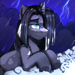 Size: 2000x2000 | Tagged: safe, artist:freak-side, imported from derpibooru, oc, pony, unicorn, crying, horn, solo