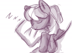 Size: 1526x1144 | Tagged: safe, artist:anonymous, imported from derpibooru, cheerilee, earth pony, pony, bed, blanket, doodle, drunk artist, female, in bed, mare, monochrome, onomatopoeia, pillow, requested art, simple background, sleeping, solo, sound effects, white background, zzz