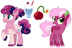 Size: 1936x1311 | Tagged: safe, artist:strawberry-spritz, imported from derpibooru, oc, oc only, earth pony, pony, female, half-siblings, magical lesbian spawn, male, offspring, parent:berry punch, parent:bon bon, parent:roseluck, simple background, teenager, transparent background