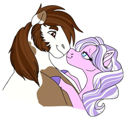 Size: 515x485 | Tagged: safe, artist:jinx32297, edit, imported from derpibooru, diamond tiara, pipsqueak, earth pony, pony, cropped, duo, duo male and female, female, hoof on chest, male, mare, nose to nose, older, older diamond tiara, older pipsqueak, piptiara, shipping, sideburns, simple background, stallion, straight, white background