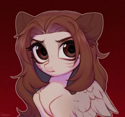 Size: 1452x1359 | Tagged: safe, artist:vensual99, imported from derpibooru, oc, oc only, pegasus, pony, bust, chest fluff, female, gradient background, mare, solo