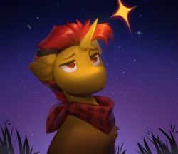 Size: 2316x2000 | Tagged: safe, artist:vensual99, imported from derpibooru, oc, oc only, pony, unicorn, horn, male, neckerchief, solo, stallion, stars