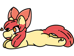 Size: 2732x2048 | Tagged: safe, artist:felixmcfurry, imported from derpibooru, apple bloom, earth pony, pony, apple bloom's bow, blank flank, bow, female, filly, foal, hair bow, heart, hoof heart, smiling, underhoof, vulgar description