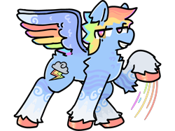 Size: 2732x2048 | Tagged: safe, alternate version, artist:felixmcfurry, imported from derpibooru, rainbow dash, pegasus, pony, cutie mark, digital art, face tattoo, looking at you, no tail, raised hoof, redesign, short hair, short mane, simple background, smiling, smiling at you, smirk, solo, tattoo, transparent background, unshorn fetlocks