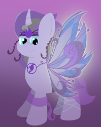 Size: 1640x2056 | Tagged: safe, artist:kosmiktym, imported from derpibooru, oc, oc only, oc:dallasite duskdrop, alicorn, fairy, pony, background, fairy wings, solo, wings