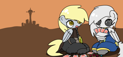 Size: 2610x1220 | Tagged: safe, artist:蛋定人士, imported from derpibooru, derpy hooves, oc, oc:paradiso, pegasus, fallout equestria