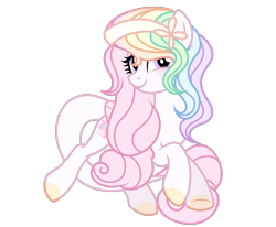 Size: 1480x1220 | Tagged: safe, artist:cstrawberrymilk, imported from derpibooru, oc, oc only, oc:candy dream, pegasus, pony, alternate hairstyle, colored hooves, eyelashes, female, floating heart, flower, flower in hair, folded wings, freckles, headband, heart, hooves, lavender eyes, leonine tail, lidded eyes, long mane, long tail, mare, multicolored hair, pastel, pink tail, ponytail, purple eyes, rainbow hair, simple background, smiling, solo, tail, tied mane, transparent background, wavy mane, wavy tail, white coat, wings, yellow hooves