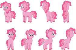 Size: 4238x2809 | Tagged: safe, artist:prixy05, imported from derpibooru, pinkie pie, earth pony, pony, chubby, female, g4 to g5, g5, generation leap, mare, my little pony: tell your tale, simple background, solo, turnaround, white background