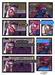 Size: 2000x2709 | Tagged: safe, artist:doggoisadummy, imported from derpibooru, applejack, rainbow dash, earth pony, pegasus, pony, appledash, blushing, comic, dialogue, duo, female, lesbian, mare, meme, shipping, speech bubble