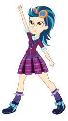 Size: 2204x3900 | Tagged: safe, artist:gmaplay, imported from derpibooru, indigo zap, equestria girls, clothes, crystal prep academy, crystal prep academy uniform, crystal prep shadowbolts, my little pony equestria girls: friendship games, necktie, school tie, school uniform, schoolgirl, simple background, singing, solo, transparent background