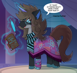 Size: 1488x1421 | Tagged: safe, artist:zeptophidia, imported from derpibooru, oc, oc only, oc:circe (zeptophidia), pony, unicorn, amputee, horn, monster fucker, ponified, prosthetic leg, prosthetic limb, prosthetics, solo, unicorn oc, vulgar